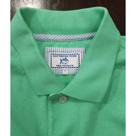 Southern Tide Skipjack Polo Shirt Mens Large Green Golf Performance Stretch - Picture 4 of 9